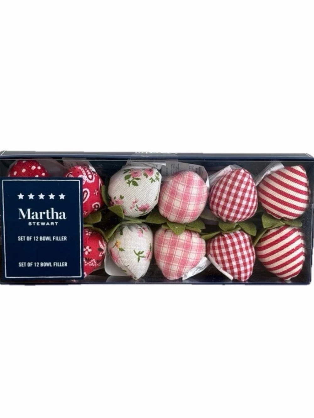 Martha Stewart Pink & Red Fabric Strawberry Bowl Fillers - Set of 12